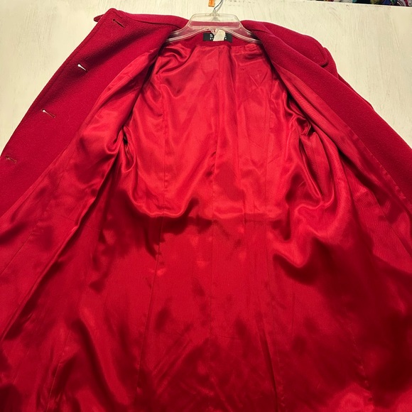 Steve by Searle Red Wool Blend Coat Women’s Size 8 Belted Peacoat - Picture 8 of 10